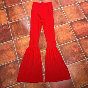REVOLVE Red Textured Knit Flare Pants